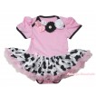 Light Pink Baby Bodysuit Milk Cow Pettiskirt & Pink White Black Vintage Garden Rosettes Lacing JS4542